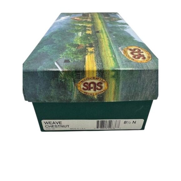 NWT SAS Womens Genuine Leather Weave Chestnut 8.5 NARROW Loafers - Picture 3 of 11